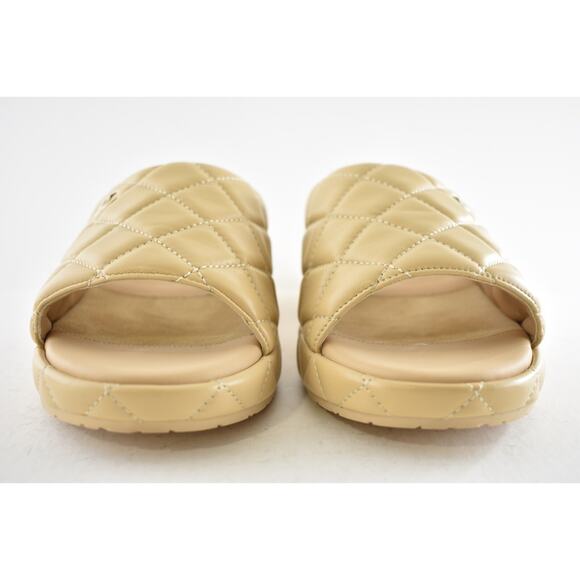 Chanel 23C Beige Lambskin Leather Quilted CC Logo Platform Slide Sandal Flat 42 - Picture 6 of 13